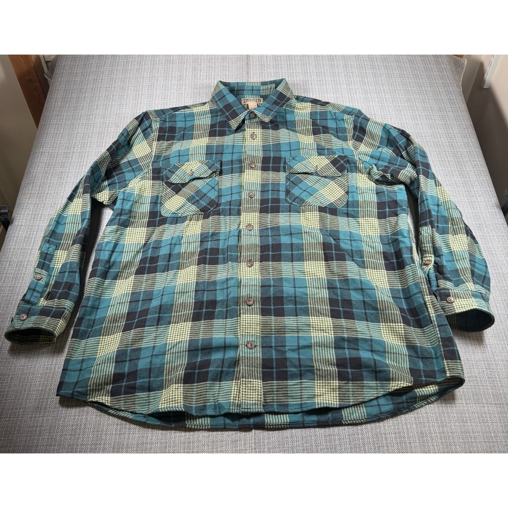 Duluth Trading Co Flannel Shirt Mens 3XLT Multicolor Plaid Pleated Button Up